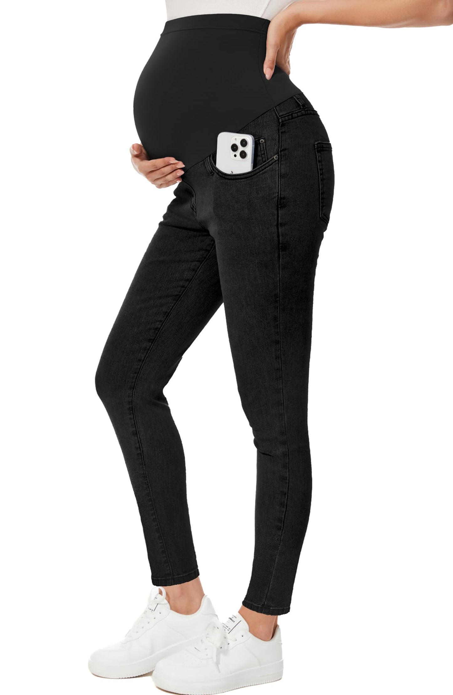 PACBREEZE Women's Maternity Jeans Over Belly Skinny Stretchy Denim Pants Comfy Slim Pregnancy Pants