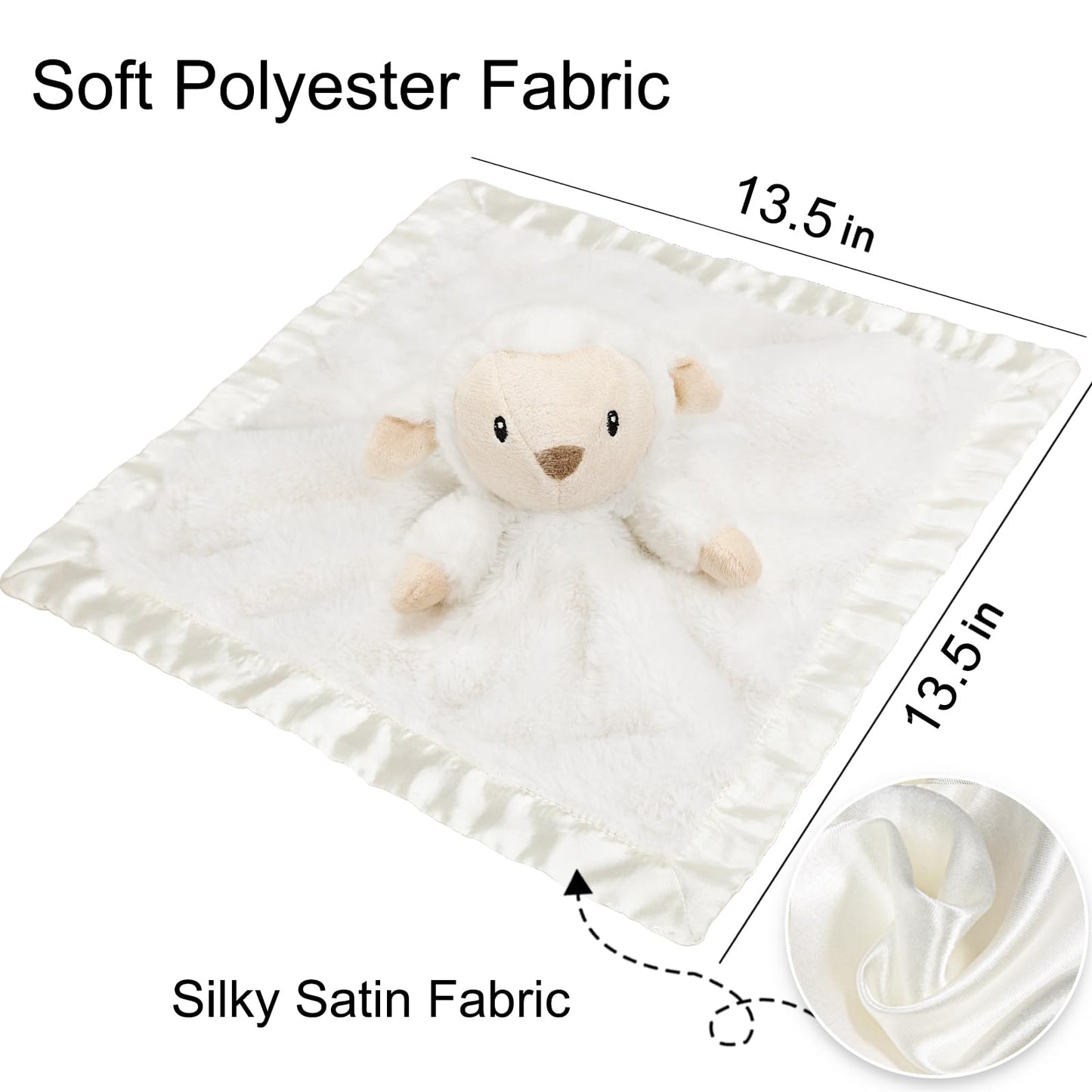Lamb Security Blanket for Babies, Super Soft Fluffy Snuggle Toy for Newborn Boys and Girls, Stuffed Animal, Pink 13.5 Inch