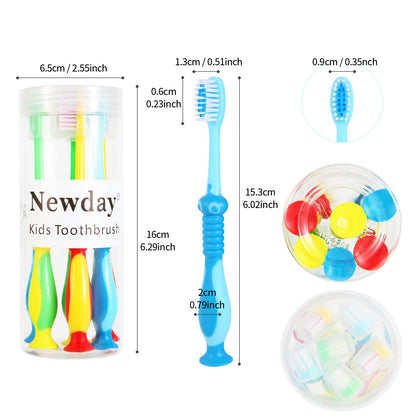 Kids toothbrushes 6 Pack Set Soft Bristles with Suction Cup, Includes Travel Covers, Bear Panda toothbrushes for Kids Boys & Girls, Toddlers &Children Teeth Age 3+