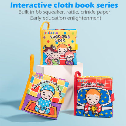 Baby Soft Cloth Books, Touch & Feel Crinkle Activity Interactive Book, Early Development Stroller Toys for Infants and Toddlers (Peek a Baby)