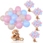 Meooeck 185 Pcs Bear Baby Shower Party Decorations Table Centerpieces 5 Pcs 13. 5'' Gender Reveal Bears 180 Balloons Kit Baby Shower Table Decor for Birthday Wedding(Green, Brown, Nude, White)