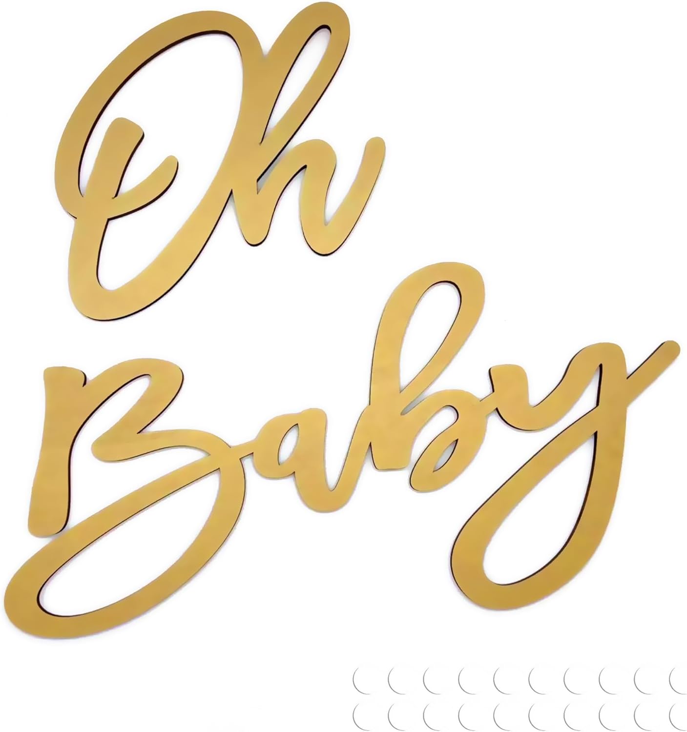 Oh Baby Sign for Backdrop, Wooden Baby Shower Sign Gold Letters Party Banner for Boy/Girl Decorations Backdrop Party