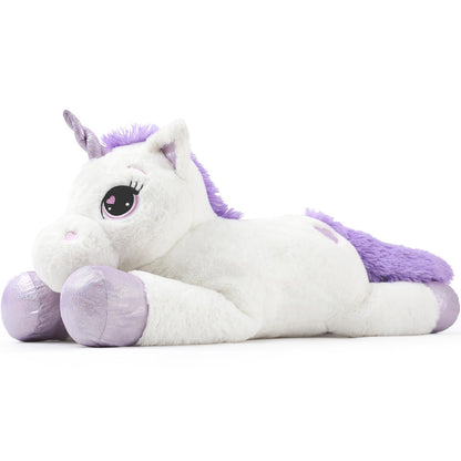 43" Giant Unicorn Stuffed Animal, Unicorn Plush Pillow Toys Big Plushy Fluffy, Gift for Girls Kids Boys Girlfriend, White & Purple