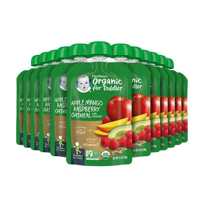 Gerber Organic Baby Food Pouches, Toddler, Banana Raspberry Yogurt Vanilla, 3.5 Ounce (Pack of 12)