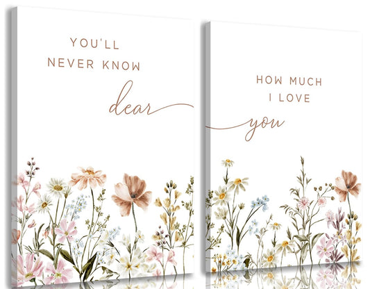 libitea 2 Pcs Wildflower Nursery Wall Art Flower Botanical Sentence Poster Painting Picture Wall Decor Boho Girl Nurseries PrintArtwork for Nursery Baby Room Living Room Bedroom Home Decoration