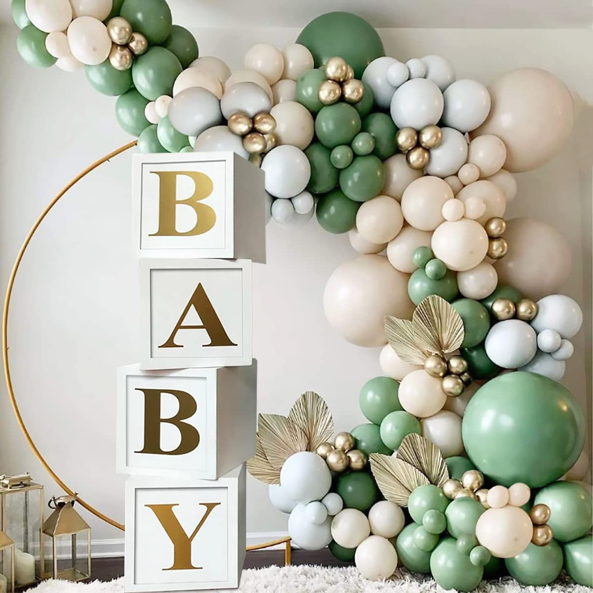 Baby Shower Decorations Baby Balloon Boxes Blocks with 30 Letters for Boy Girl 1st Birthday, Teddy Bear Baby Shower, Bridal Shower, Gender Reveal Party Decoration by QIFU