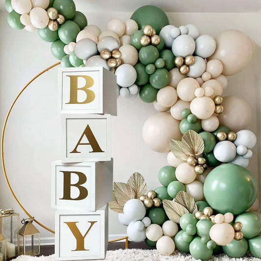 Baby Shower Decorations Baby Balloon Boxes Blocks with 30 Letters for Boy Girl 1st Birthday, Teddy Bear Baby Shower, Bridal Shower, Gender Reveal Party Decoration by QIFU