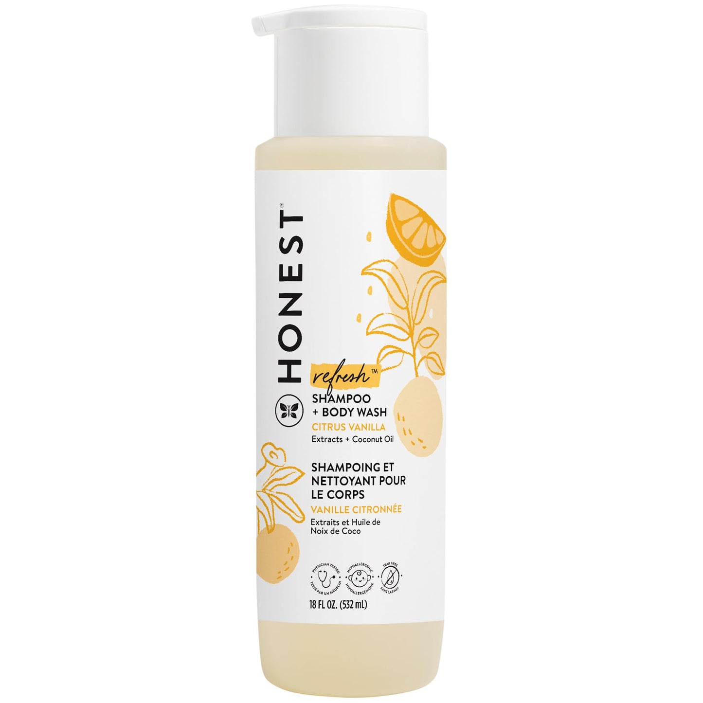 The Honest Company 2-in-1 Cleansing Shampoo + Body Wash for Sensitive Skin | Gentle for Baby | Naturally Derived, Tear-free, Hypoallergenic | Fragrance Free, 10 fl oz