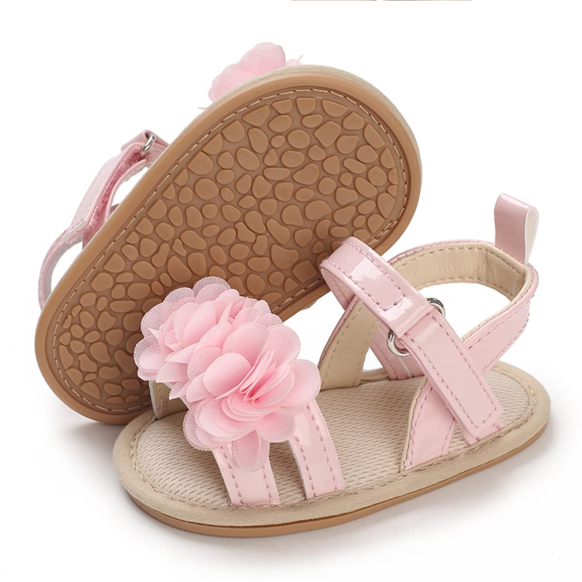 COSANKIM Baby Girl Sandals Rubber Sole Summer Outdoor Infant First Walker Crib Dress Shoes Baby Sandals
