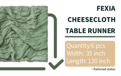 FEXIA Beige Cheesecloth Table Runner 35x120 Inches Ivory Gauze Rustic Boho Spring Easter Table Runner for Engagement Party Decorations Bridal Shower Wedding Party First Communion Centerpiece