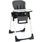 INFANS High Chair for Babies & Toddlers, Foldable Highchair with Multiple Adjustable Backrest, Footrest and Seat Height, Removable Tray, Detachable PU Leather Cushion, Built-in Rear Wheels (Black)
