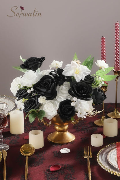 Serwalin Pink Artificial Flowers, Silk Fake Flowers for DIY Wedding Bridal Bouquets, Wedding Cake Flowers for Table Centerpieces Baby Shower Birthday Party Home Decorations