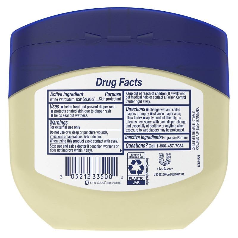 Vaseline Healing Jelly Baby, 2-Pack – Hypoallergenic Moisturizer for Baby Care, Diaper Rash, Sensitive and Dry Skin, Baby Powder Scent, 13 Oz Ea