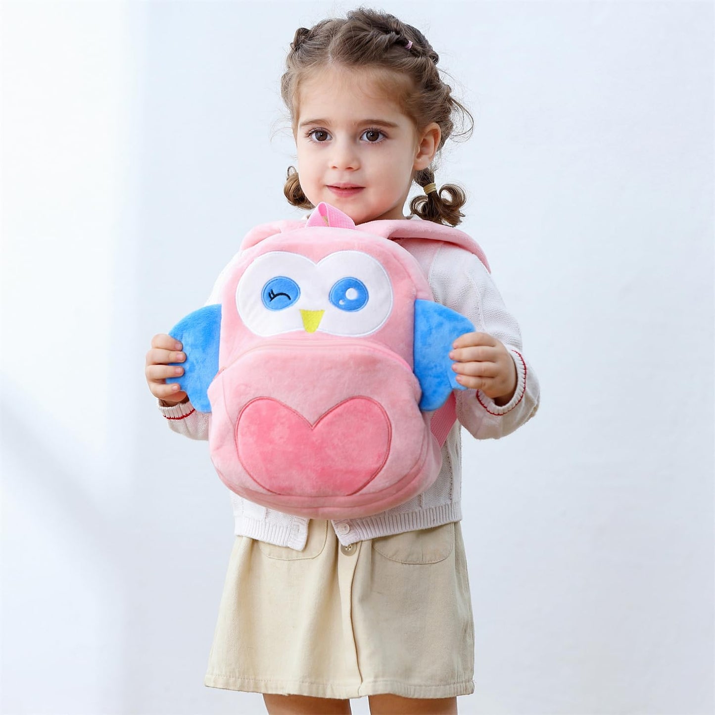 Cute Plush Toddler Backpacks Mini Brown Owl Backpack for Kids Real Littles Backpack for Boy Girl