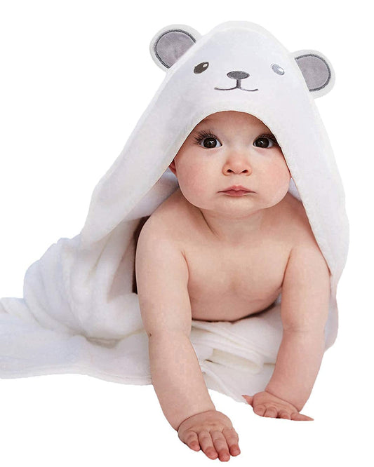 HIPHOP PANDA Hooded Towel - Rayon Made from Bamboo, Bath Towel with Bear Ears for Newborn, Babie, Toddler, Infant - Absorbent Large Baby Towel - Yellow Duck, 30 x 30 Inch