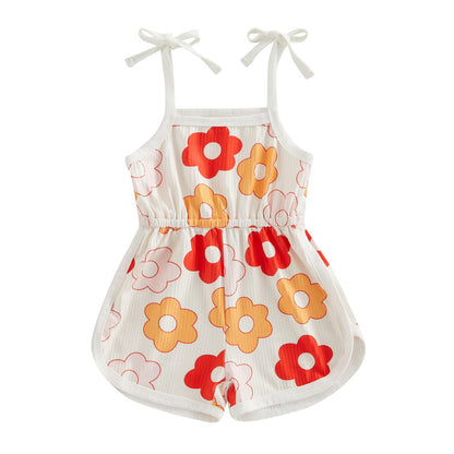 FOMOYUU Infant Newborn Baby Girl Ruffle Sleeveless Romper Summer Clothes Outfit with Cute Floral Print Jumpsuit
