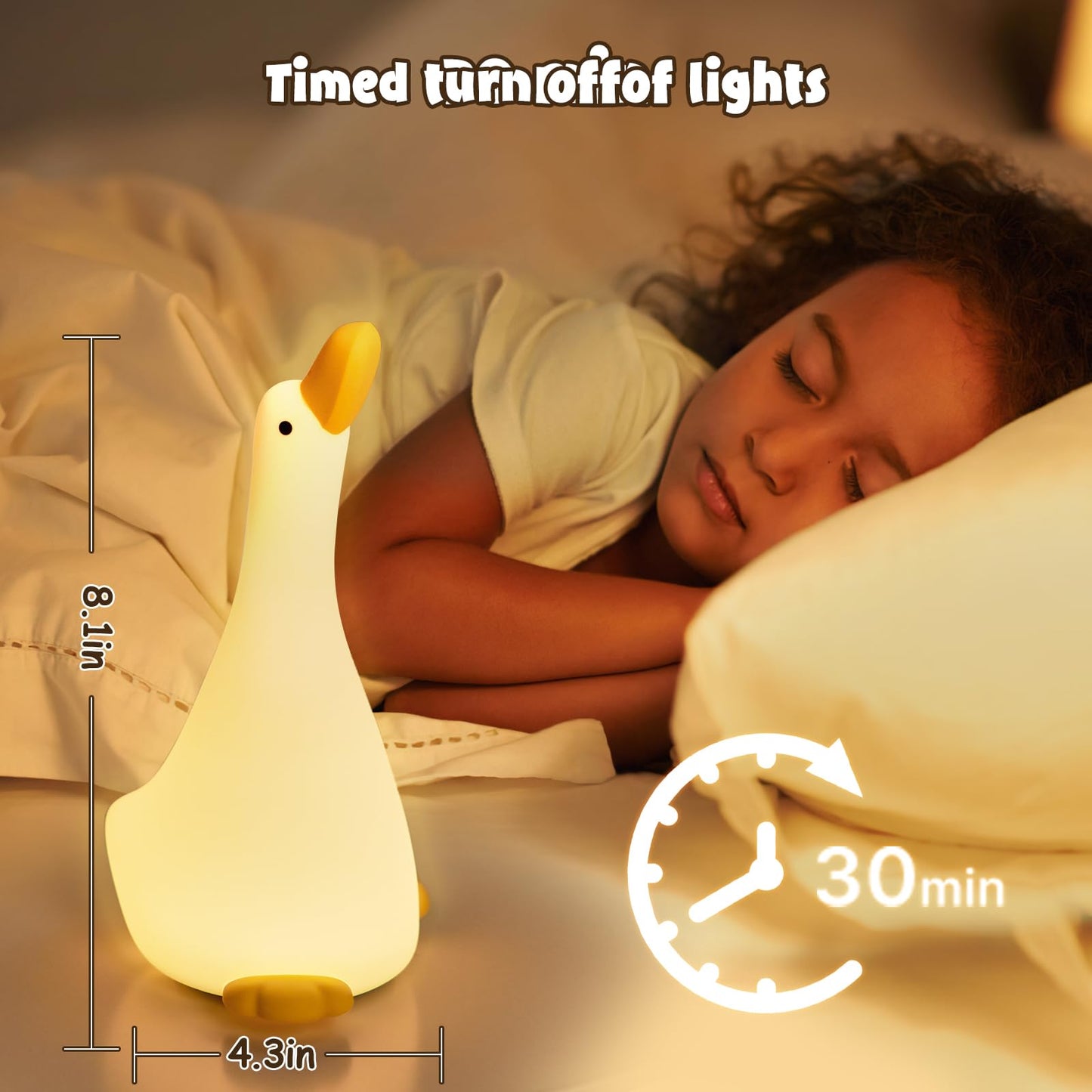 Night Light,LED Silicone Material, 3 Levels of Warm Light, Cute Animal Night Lamp for Kid's Room Decor and Breastfeeding Nursery, Squishy Novelty Bedside Lamp for Boys Girls Baby Children