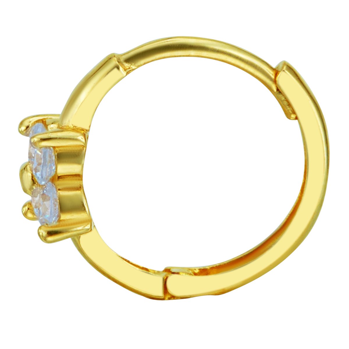 14k Yellow Gold Flower CZ Huggie Earrings (10 x 10 mm) - 2 Different Color Available