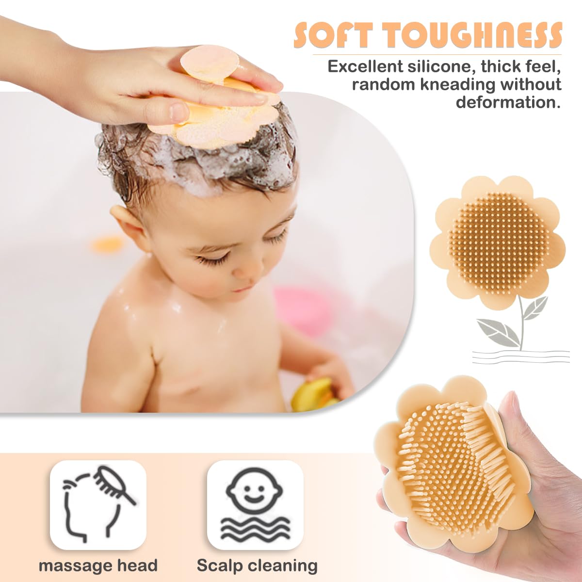Baby Hair Scalp Massage Shampoo Brush with Soft Baby Bath Brush Silicone Massage Brush for All Hair Kid Newborn Toddler（）