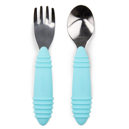 Bumkins Disney Baby Utensils Set, Chewtensils Silicone Spoons for Dipping, Self-Feeding, Baby Led Weaning, Trainer Learning, First Stage Eating, Soft Fork and Spoon, Babies 6 Months, Minnie Mouse