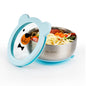 MR. CHOU Baby Bowls with Non-Slip Silicone Suction Cup, Insulated Double-Layer 304 Stainless Steel Toddler Bowls with BPA Free Airtight Lids, Food-Grade Silicone Safe for Kids (Blue)