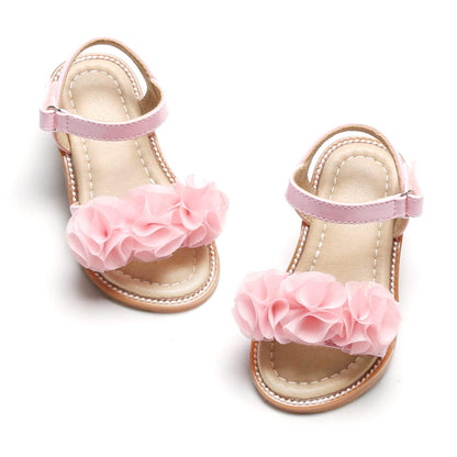 Felix & Flora Toddler Girls Sandals Soft Rubber Flats Summer Baby Flower Girl Shoes.