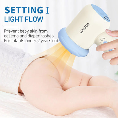 Cordless Baby Hair Dryer for Infant, Low Heat Gentle Air Rechargeable Small Hair Blow Dryer for Baby Butt Skin with 3 Speed Settings, 0-3 Years Using (Khaki)