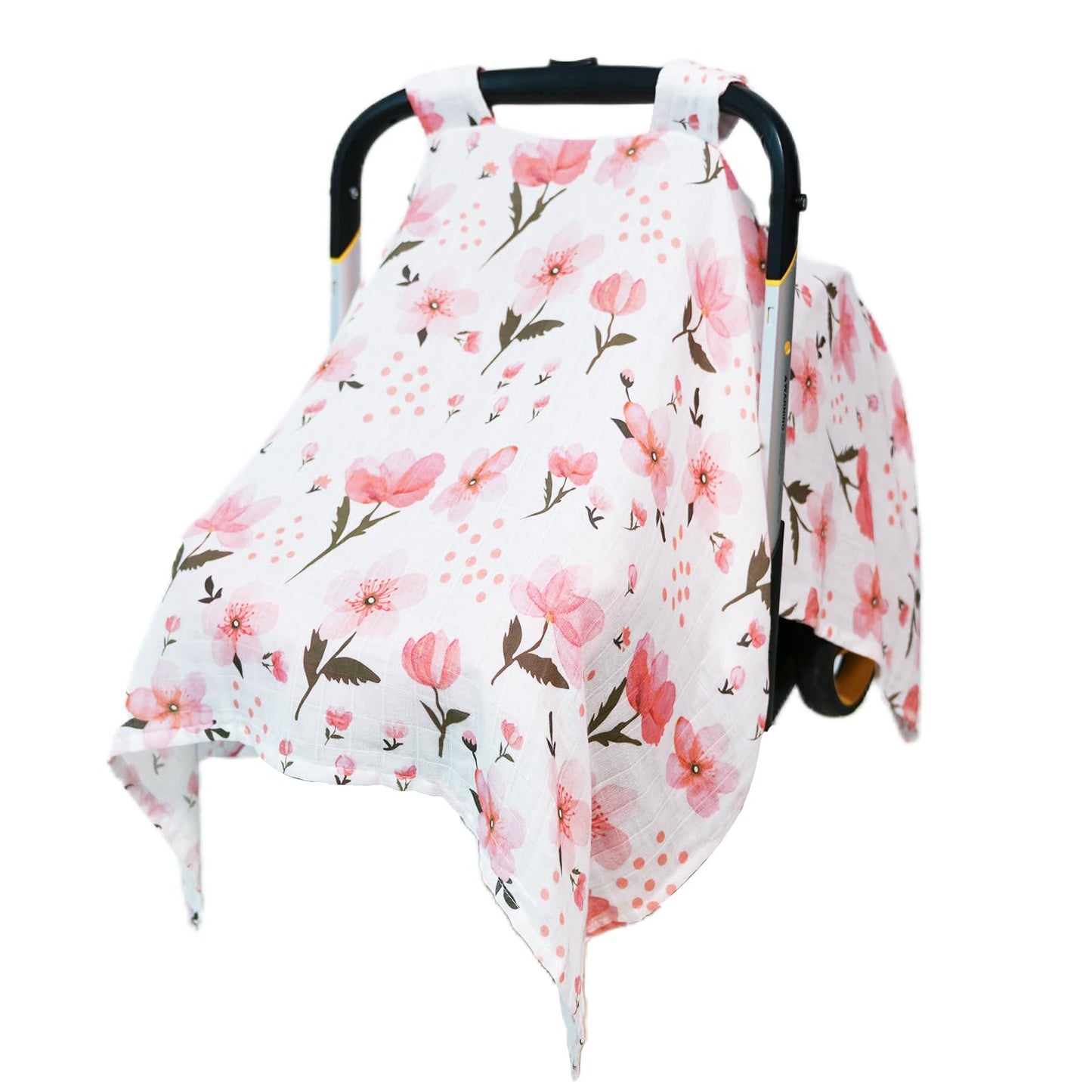100% Muslin Summer Baby Car Seat Cover, Universal Fit Infant Car Seat Canopy, Breathable & Lightweight Sun, Weather Protection for Boys & Girls