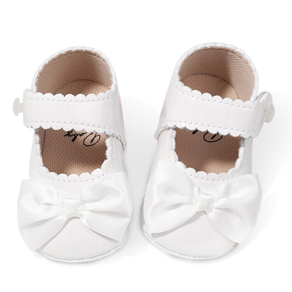 Baby Girl Mary Jane Flats Dress Shoes - Infant Newborn Shoes Anti-Slip Soft PU Leather Party School Wedding Princess Baby Girl Shoes 0-18M