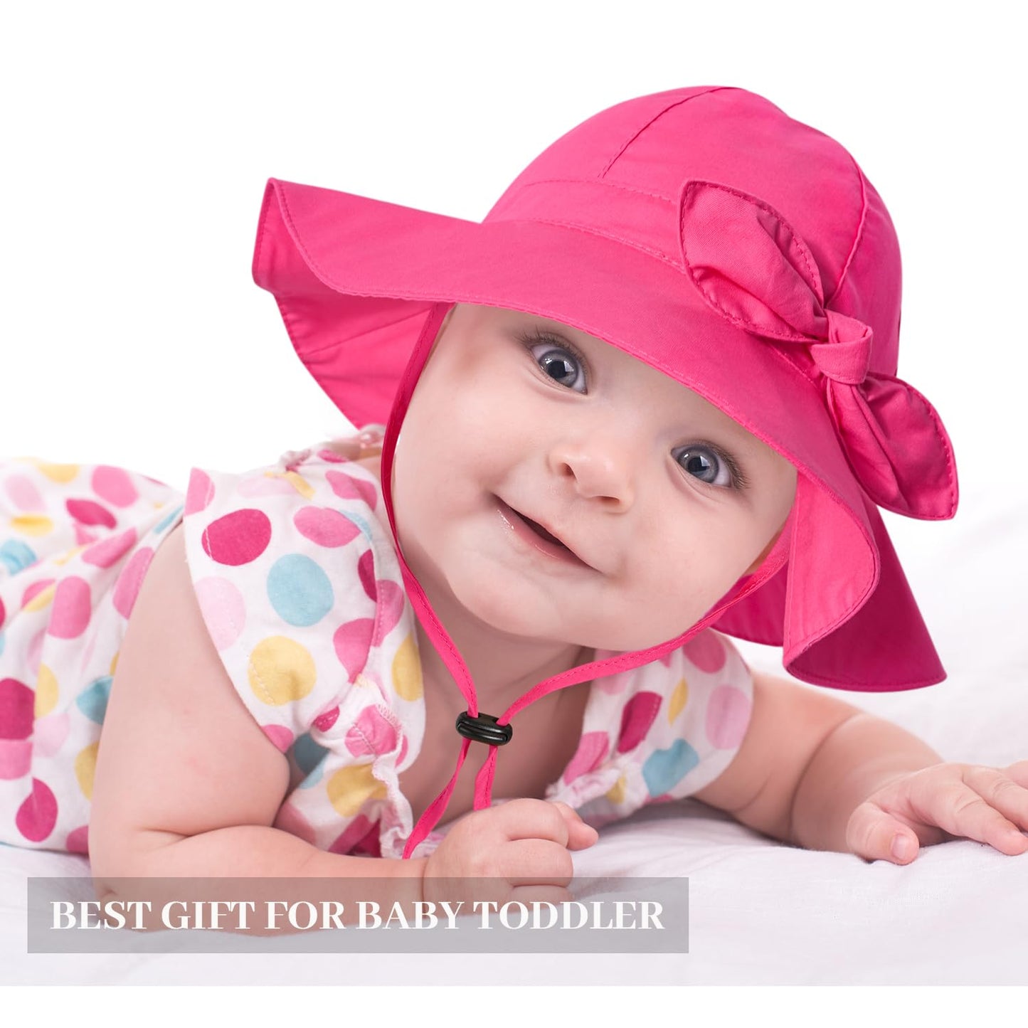 Baby Girl Sun Hat with UPF 50+ Outdoor Adjustable Beach Hat with Wide Brim Bucket Hats