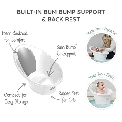 Newborn Baby Bath | Built in Support Bump and Soft Backrest | Suitable from Newborn | Bath Seat Support Includes Plug | Blossom Pink