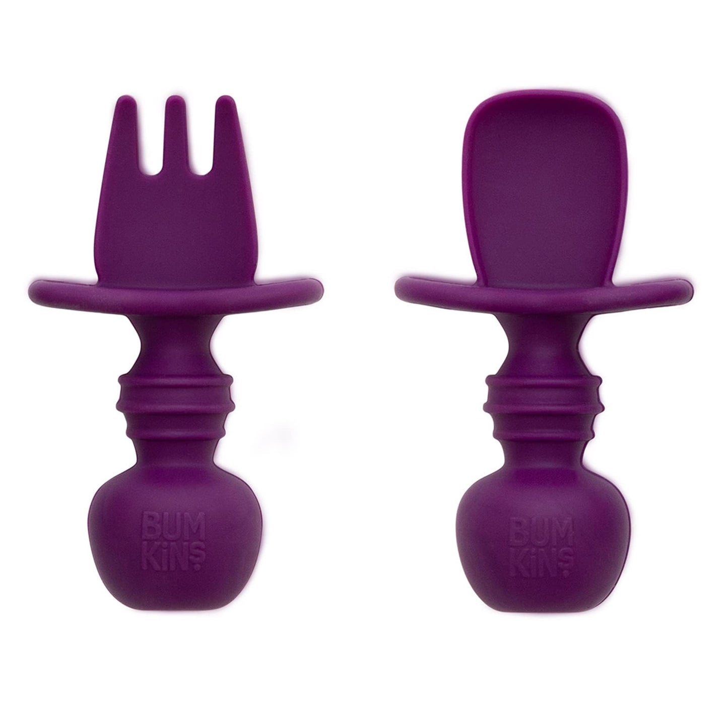 Bumkins Disney Baby Utensils Set, Chewtensils Silicone Spoons for Dipping, Self-Feeding, Baby Led Weaning, Trainer Learning, First Stage Eating, Soft Fork and Spoon, Babies 6 Months, Minnie Mouse