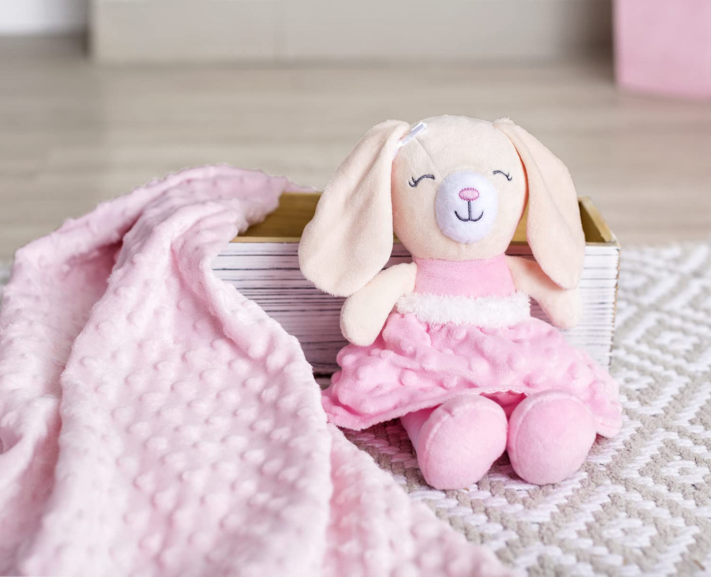 Baby Starters Textured Dot Blanket with Satin Trim, Pink 30" x 40"