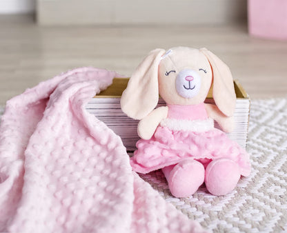 Baby Starters Textured Dot Blanket with Satin Trim, Pink 30" x 40"