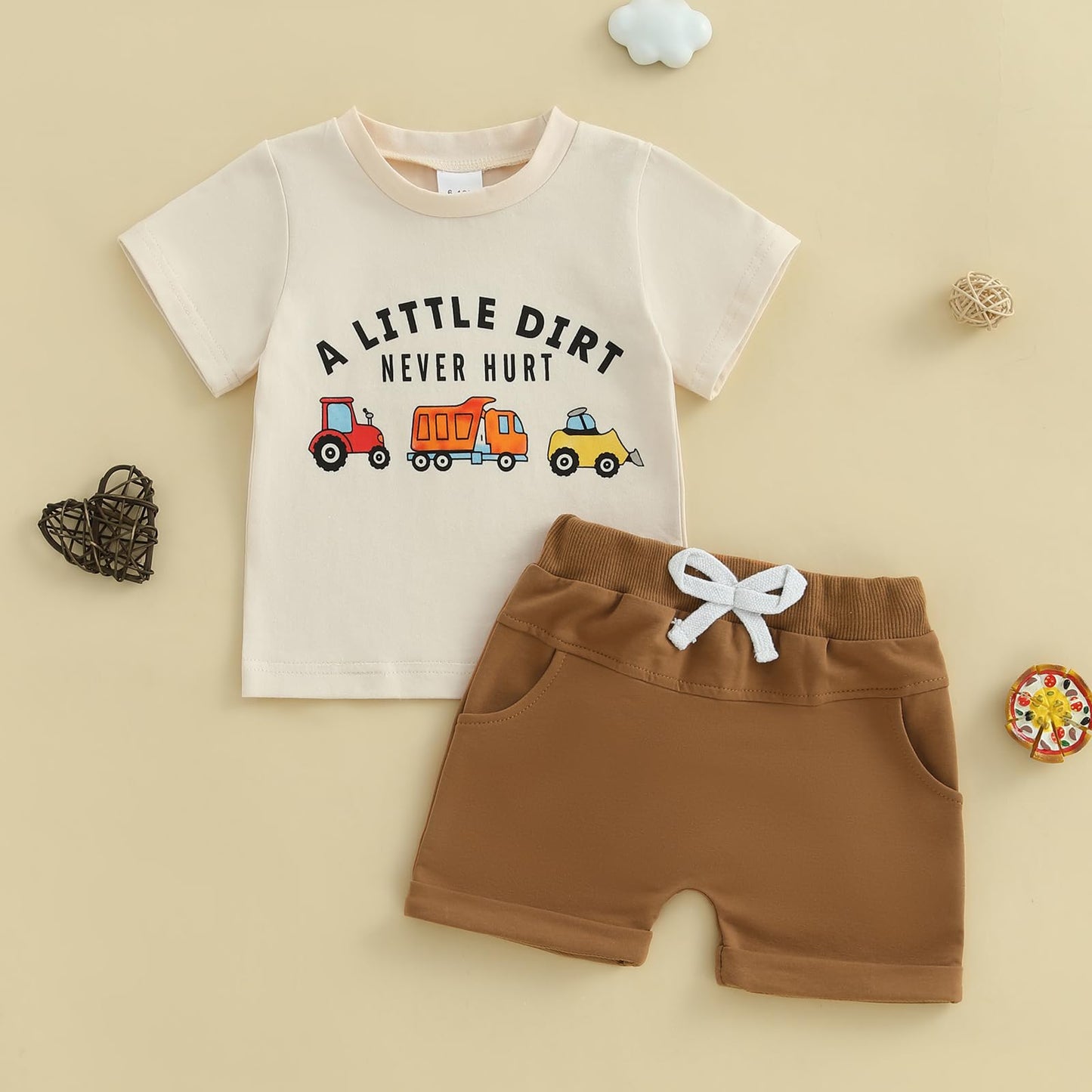 Toddler Baby Boy Summer Clothes Funny Pattren Letter Short Sleeve T Shirt with Shorts 2 Peices Outfits