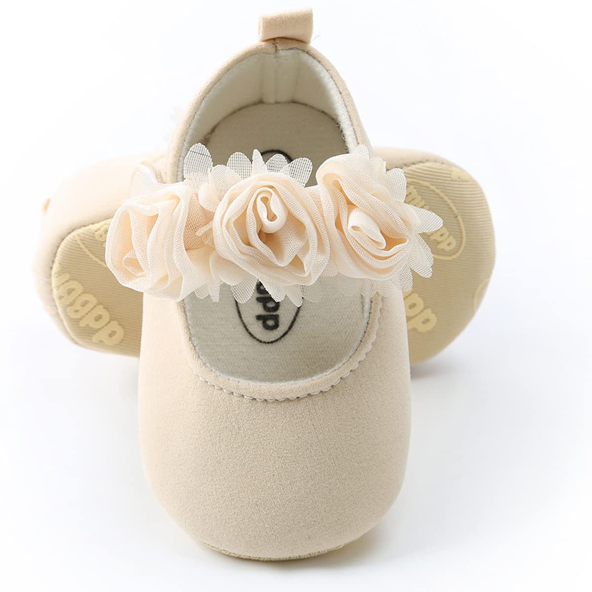 Baby Girls Mary Jane Flats with Bowknot Flowers Soft Newborn Infant First Walkers Crib Shoes Wedding Party Christmas Dress Shoes