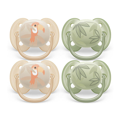 Philips Avent Ultra Soft Pacifier - 4 x Soft and Flexible Baby Pacifiers for Babies Aged 0-6 Months, BPA Free with Sterilizer Carry Case, SCF091/25