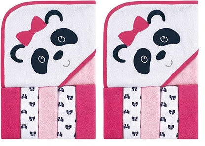 Luvable Friends Unisex Baby Hooded Towel with Five Washcloths, Cotton,Polyester,Ikat Elephant, One Size