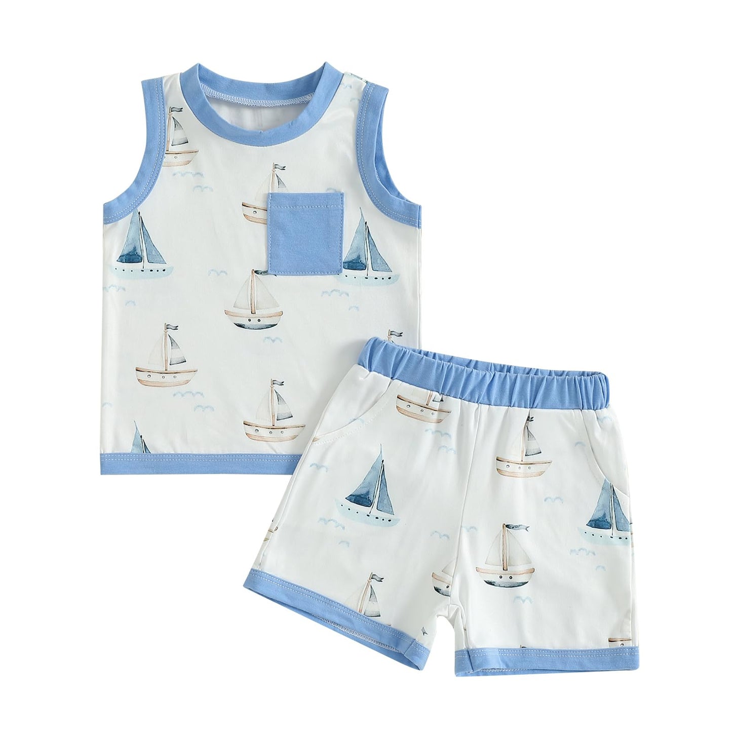 CIYCUIT 2Pcs Baby Boy Summer Clothes Infant Toddler Beach Outfits Sleeveless Tank Tops Shorts Set