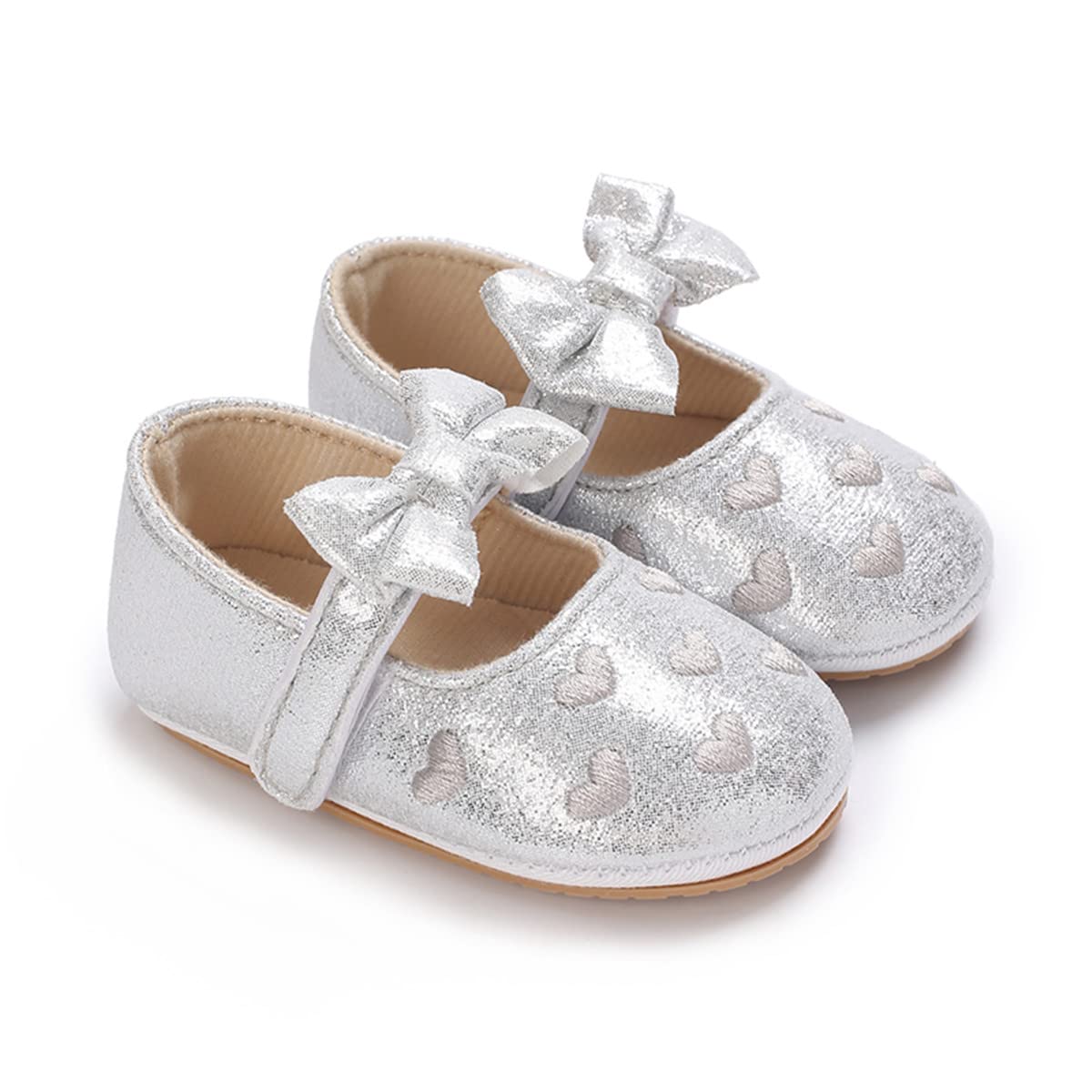 LAFEGEN Baby Girls Mary Jane Flats with Bownot Non Slip Soft Sole PU Leather Newborn Infant Toddler First Walker Cirb Dress Shoes