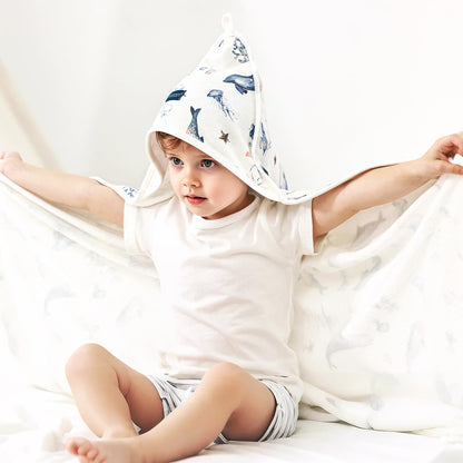 GRSSDER Baby Hooded Towel 2 Pack for Newborn, Super Soft Bath Towels with Original Design, Ultra Absorbent Knit Terry, Large Toddler Towels with Hood for Girls, Shower Gifts for Infant, 34"x 34"