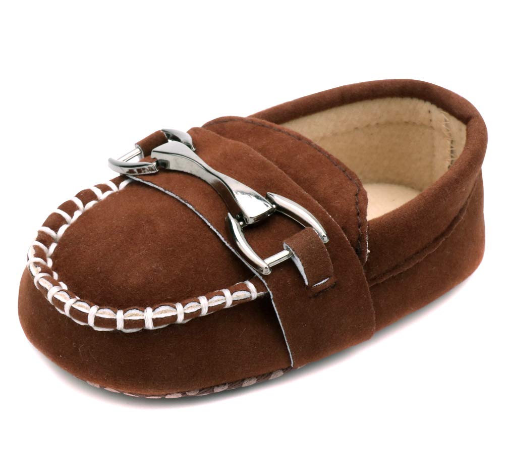 LONSOEN Baby Girls Boys Loafers Prewalker Dress Crib Shoes