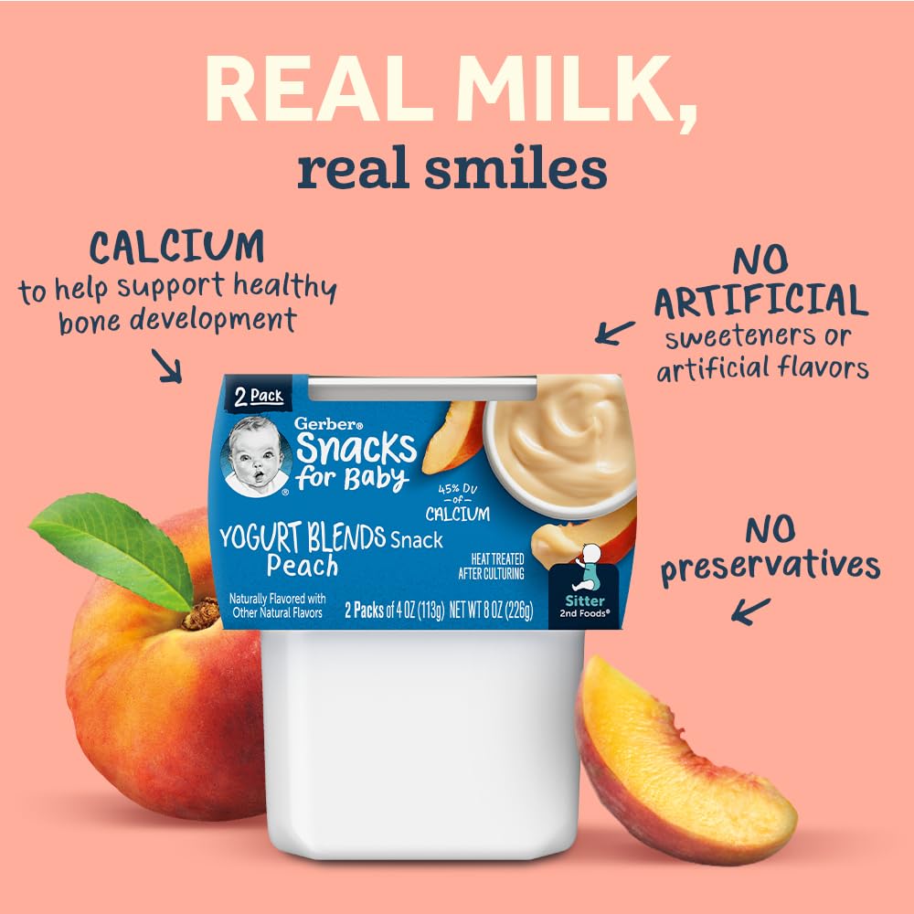 Gerber Baby Food, Yogurt Blends Snack, Banana, 2nd Foods, Baby Snacks, Baby Yogurt, Baby Food Stage 2, No Artificial Flavors or Sweeteners, No Preservatives, 4 oz Tubs (Pack of 2)