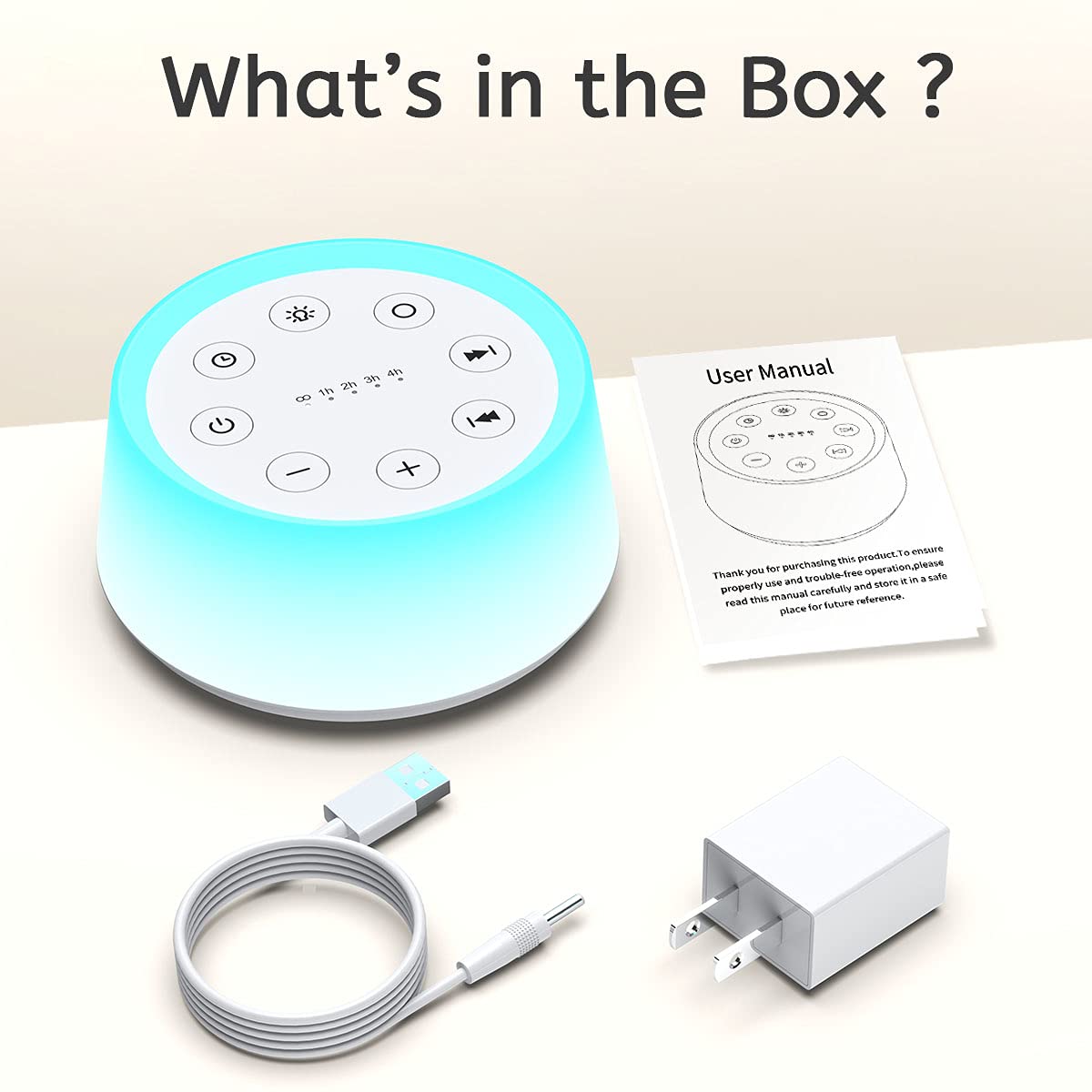 ColorsNoise Sound Machine and White Noise Machine with 30 Soothing Sounds with 12 Colors Baby Night Light with Memory Function (Black)
