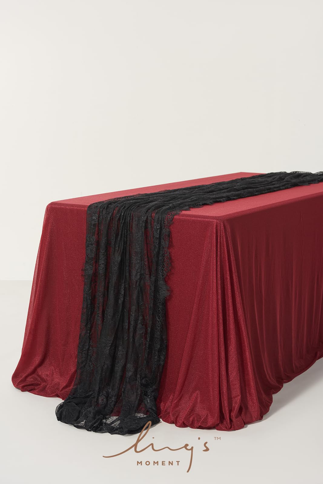 Ling's Moment Sheer Chiffon Table Cloth & Runner Set for 3x4ft Rectangle Table Decor in Dusty Rose & Blush for Wedding Reception and Parties