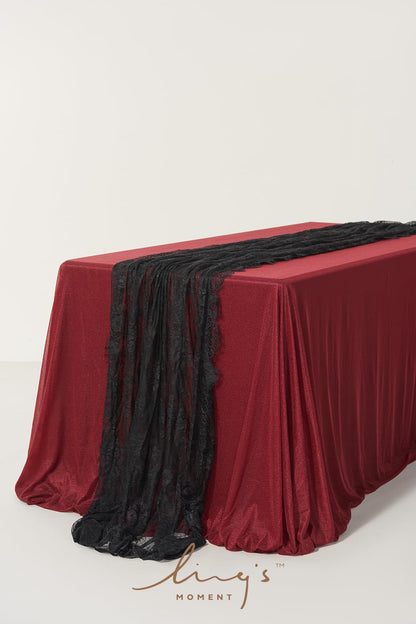 Ling's Moment Sheer Chiffon Table Cloth & Runner Set for 3x4ft Rectangle Table Decor in Dusty Rose & Blush for Wedding Reception and Parties