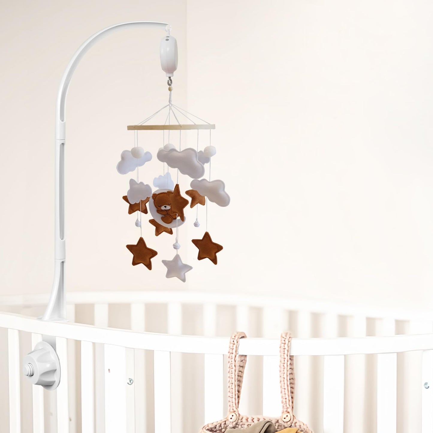 Baby Crib Mobile - Bear Mobile for Crib, Felt Cloud Nursery for Boys and Girls, Baby Bassinet Mobile Toy - Shower Set for Infant Bedroom Hanging Decoration