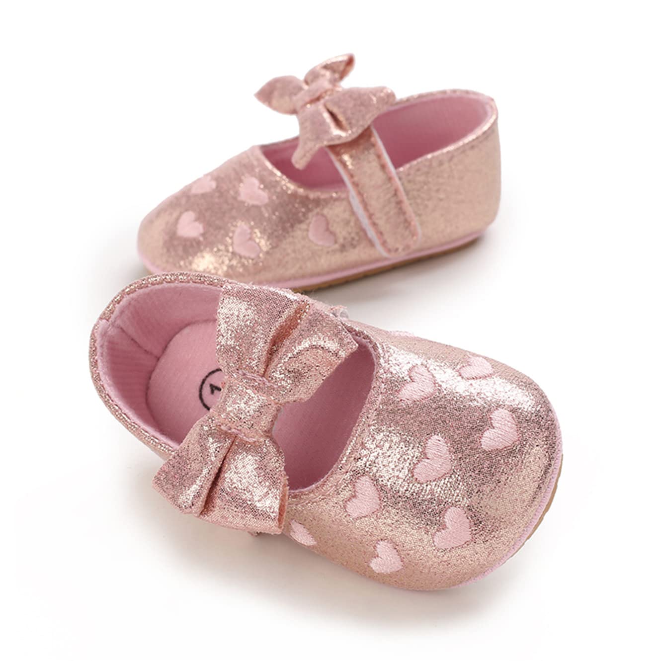 LAFEGEN Baby Girls Mary Jane Flats with Bownot Non Slip Soft Sole PU Leather Newborn Infant Toddler First Walker Cirb Dress Shoes