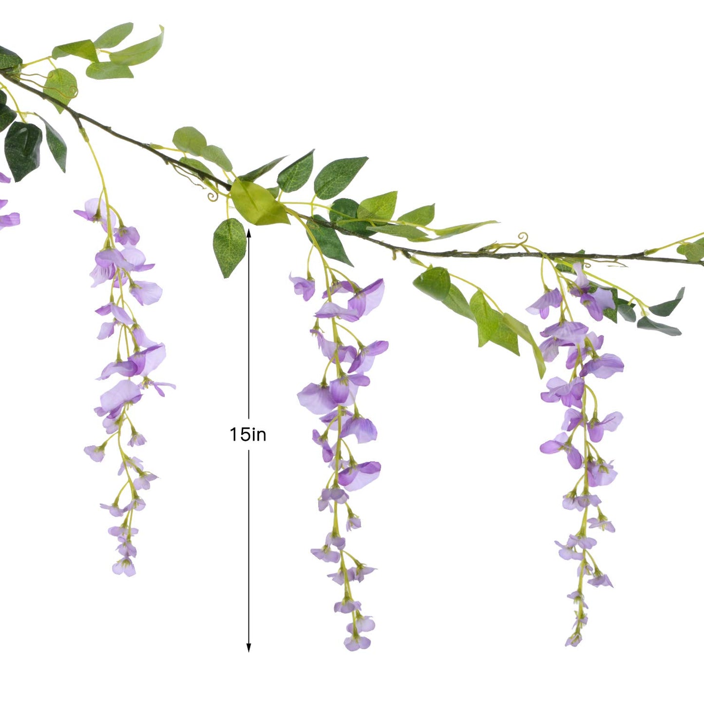 Lvydec Wisteria Artificial Flowers Garland, 4Pcs Total 28.8ft White Artificial Wisteria Vine Silk Hanging Flower for Home Garden Outdoor Ceremony Wedding Arch Floral Decor