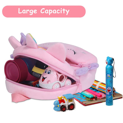 VASCHY Toddler Backpack, Baby Boys and Girls Cute Plush Animal Small Daycare Backpack for Baby Little Kids Yellow Cat